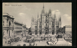 AK Milano, Piazza Del Duomo, Strassenbahnen  - Tramways