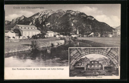AK Oberammergau, Passions-Theater An Der Ammer Mit Laber-Gebirge & Innenansicht  - Theater