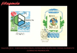 RUSIA SPD-FDC. 1974-20 EXPOSICIÓN PARA LA PRESERVACIÓN DEL MEDIO AMBIENTE EXPO 74 EN SPOKANE. HOJA BLOQUE - FDC