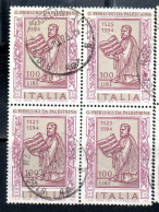 ITALIA REPUBBLICA ITALY REPUBLIC 1975 GIOVANNI PIERLUIGI DA PALESTRINA LIRE 100 QUARTINA BLOCK USATO USED OBLITERE' - 1971-80: Oblitérés