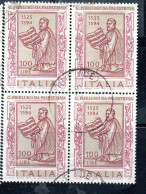 ITALIA REPUBBLICA ITALY REPUBLIC 1975 GIOVANNI PIERLUIGI DA PALESTRINA LIRE 100 QUARTINA BLOCK USATO USED OBLITERE' - 1971-80: Used