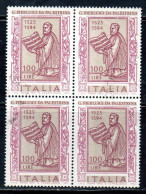 ITALIA REPUBBLICA ITALY REPUBLIC 1975 GIOVANNI PIERLUIGI DA PALESTRINA LIRE 100 QUARTINA BLOCK USATO USED OBLITERE' - 1971-80: Afgestempeld