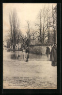 CPA Mussy-sur-Seine, Indondation De 1910, Place Du Château, Inondation  - Other & Unclassified