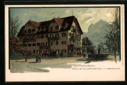 Künstler-AK Oberammergau, Hotel Wittelsbacher Hof Und Laberköpfe Bei Mondschein  - Oberammergau