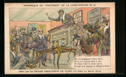 Künstler-AK Historique Du Traitement De La Constipation, Grains Emollients De Vichy  - Werbepostkarten