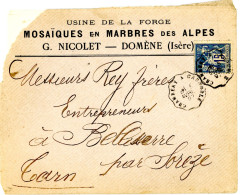 SAVOIE ISERE ENV ENTETE 1897 CONVOYEUR LIGNE CHAMBERY A GRENOBLE SUR 15C SAGE - 1877-1920: Semi Modern Period