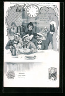 AK Verbindungsstudenten Im Wirtshaus Mit Reklame Für Siligo-Kekse  - Werbepostkarten