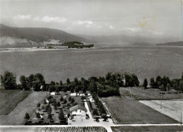 13961121 Erlach_Bielersee_BE Campingplatz Vinelz Mit Petersinsel Fliegeraufnahme - Autres & Non Classés