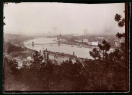 Fotografie Brück & Sohn Meissen, Ansicht Budapest, Blick Vom Berg Nach Der Stadt Mit Brücke  - Lieux
