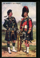 Künstler-AK Harry Payne: Seaforth Highlanders, Piper And Bandsman  - Autres & Non Classés