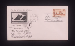 D)1967, CANADA, FIRST DAY COVER, ISSUE, THE FAMOUS GROUP OF SEVEN, CANADIAN ARTISTS, CANADA CENTENARY, ELIZABETH II, BAR - Andere & Zonder Classificatie