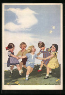 Künstler-AK W.I.: Kinder Tanzen Einen Reigen, Reklame Für Indanthren  - Werbepostkarten