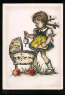 Künstler-AK Hilla Peyk: Kleines Mädchen Mit Puppenwagen  - Peyk, Hilla