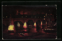 AK Heidelberg, Schlossbeleuchtung Und Brücke Bei Nacht  - Heidelberg