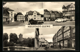 AK Neustadt-Glewe, Bahnhofstrasse, Marktplatz, Burg, Breitscheidstrasse  - Other & Unclassified