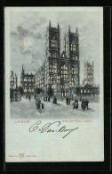 Lithographie London, Westminster Abbey, Halt Gegens Licht  - Other & Unclassified