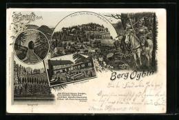 Lithographie Oybin, Kirche, Dorf, Ruine Und Berg Oybin, Burgtor, Hausgrund  - Oybin