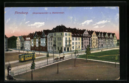 AK Flensburg, Jürgensgaarder Und Bismarckstrasse Aus Der Vogelschau, Mit Strassenbahn  - Flensburg