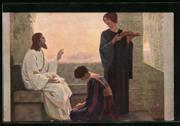Künstler-AK Sign. G. Fugel: Christus Bei Maria Und Martha  - Sonstige & Ohne Zuordnung