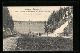 AK Tambach, Gothaer Thalsperre Mit Wasserüberfall, Vorderansicht Der Sperrmauer  - Gotha
