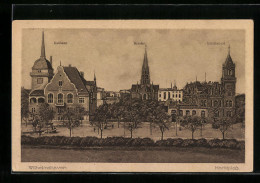 AK Wilhelmshaven, Marktplatz Mit Rathaus, Kirche Und Reichspost  - Wilhelmshaven