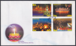 Thailand 2011 FDC Thai Traditional Festival, Culture, Lights, Flower, Buddha, Statue, Fireworks, Candles First Day Cover - Thailand