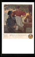 Künstler-AK Karl Friedrich Gsur: Deutscher Schulverein Nr. 463: Mann Mit Bierkrug Und Wirtsdame  - War 1914-18