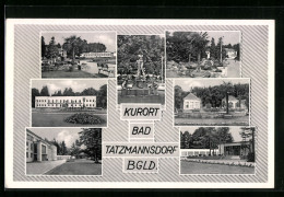 AK Bad Tatzmannsdorf /Bgld., Strassenpartie, Parkpartie, Brunnen  - Autres & Non Classés