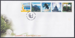 Thailand 2004 FDC Unseen Thailand, Statue, Elephant, Flower, Flowers, Mountain, Waterfall, Wat, Temple, First Day Cover - Thailand