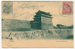 CPA - CHINE - Peking - Affr Coté Vue 10c Mouchon Obl Chefou Chine Poste Française 1906 - Cachets Répétés Au Dos - Chine