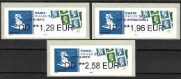 Vignette LISA Du Salon PARIS PHILEX 2024 - 3 VAL Type Pasteur - LV 20g - INT 20g - LV 100g - 2010-... Illustrated Franking Labels