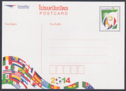 Thailand 2014 Mint Postcard Football, Soccer, Sport, Sports, Worldcup, Flag, Flags, Post Card, Postal Stationery - Thaïlande