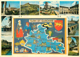 CP Avec Carte Géographique Et Multivues  LE TARN ET GARONNE - Altri & Non Classificati