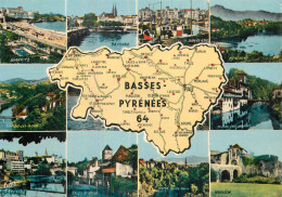 CP Avec Carte Géographique Et Multivues  LES BASSES PYRENEES - Other & Unclassified