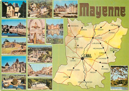 CP Avec Carte Géographique Et Multivues  LA MAYENNE - Mayenne