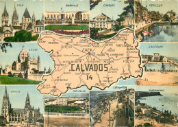 CP Avec Carte Géographique Et Multivues  LE CALVADOS - Other & Unclassified