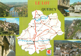 CP Avec Carte Géographique Et Multivues  LE LOT  QUERCY - Andere & Zonder Classificatie