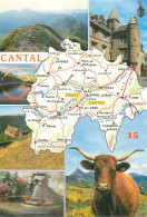 CP Avec Carte Géographique Et Multivues  LE CANTAL - Andere & Zonder Classificatie