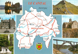 CP Avec Carte Géographique Et Multivues  LE CANTAL - Other & Unclassified