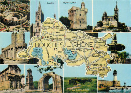 CP Avec Carte Géographique Et Multivues  LES BOUCHES DU RHONE - Sonstige & Ohne Zuordnung