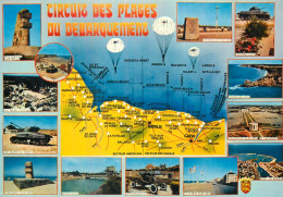 CP Avec Carte Géographique Et Multivues  LES PLAGES DU DEBARQUEMENT - Autres & Non Classés