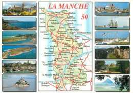 CP Avec Carte Géographique Et Multivues  LA MANCHE - Other & Unclassified