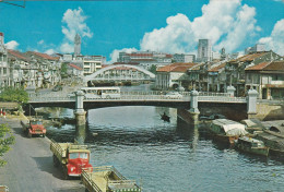 Singapore River Old Postcard 1970 Sent To Yugoslavia - Singapore