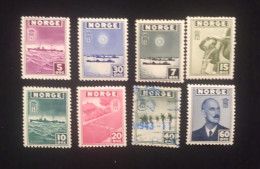 D)1945, NORWAY, 8 STAMPS, LONDON ISSUE BY THE GOVERNMENT IN EXILE, DESTROYER "SLEIPNER", FISHING BOATS, AVIATOR, INSCRIP - Sonstige & Ohne Zuordnung