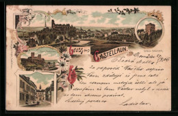 Lithographie Castellaun, Ortsansicht, Burg, Strasse  - Andere & Zonder Classificatie