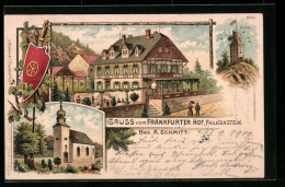 Lithographie Falkenstein, Gasthaus Frankfurter Hof, Ruine, Wappen, Kirche  - Other & Unclassified