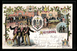 AK Gruss Von Der Musterung, Männer Beim Messen, Feiernde  - War 1914-18