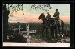 AK Zwei Soldaten Zu Pferde Vor Kriegsgräbern  - Guerre 1914-18