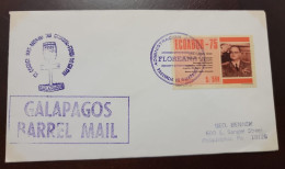 O) 1976 ECUADOR, FLOREANA, GALAPAGOS BARREL MAIL, PRESIDENT GUILLERMO RODRIGUEZ LARA, FDC XF - Equateur