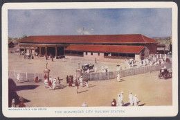 Inde India Bhavnagar Princely State Old Vintage Photocards? City Railway Station, Railways, Horse, View Card Series - Inde